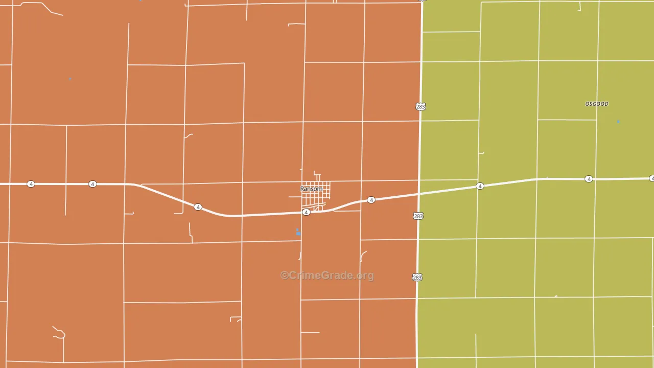 Ransom, KS Map of Theft Rates