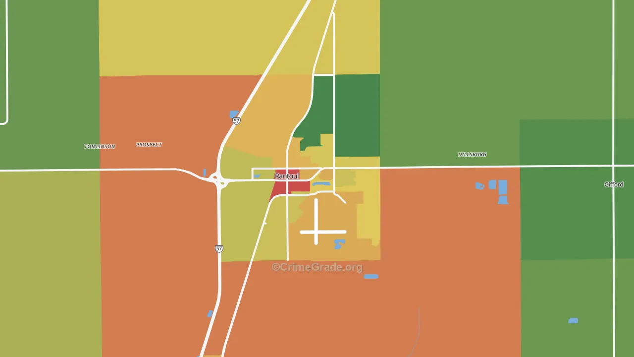 Rantoul, IL Map of Theft Rates