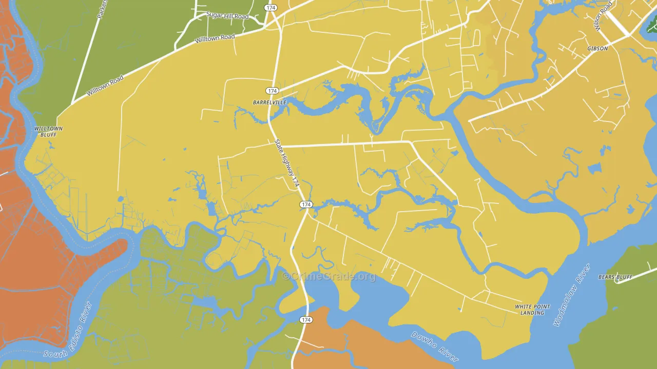 Rantowles, SC Map of Theft Rates