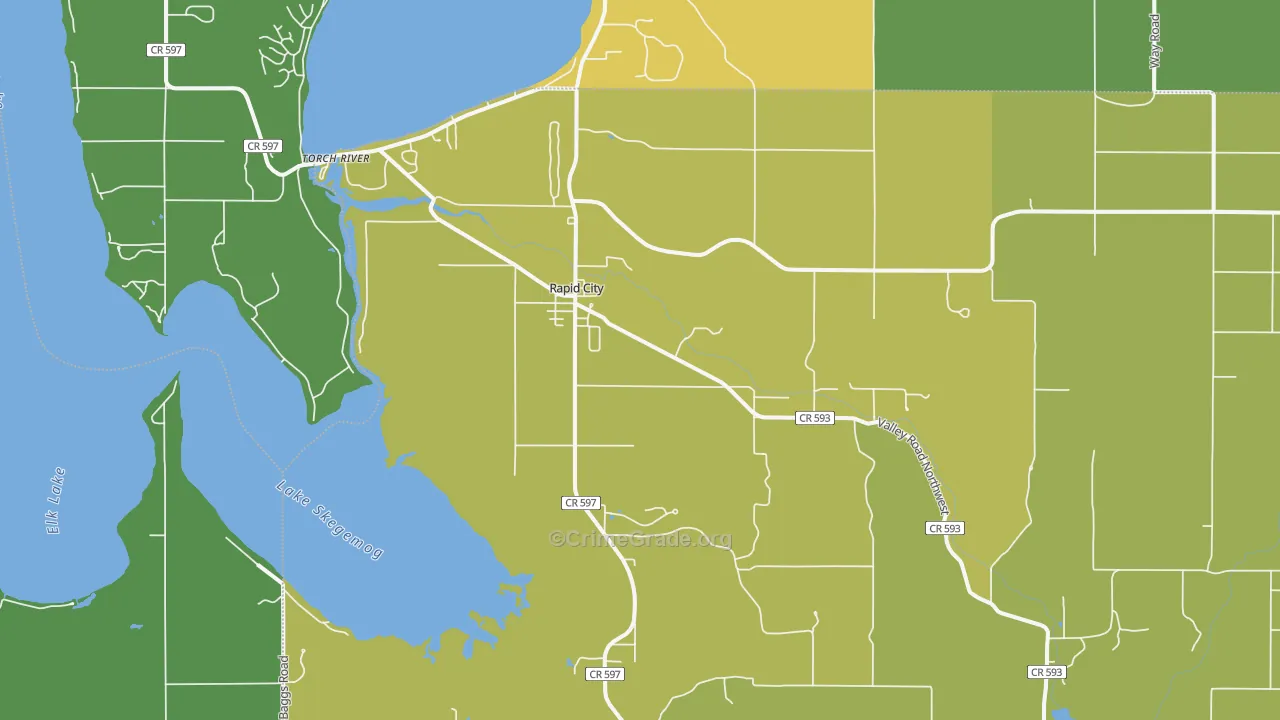Rapid City, MI Map of Theft Rates