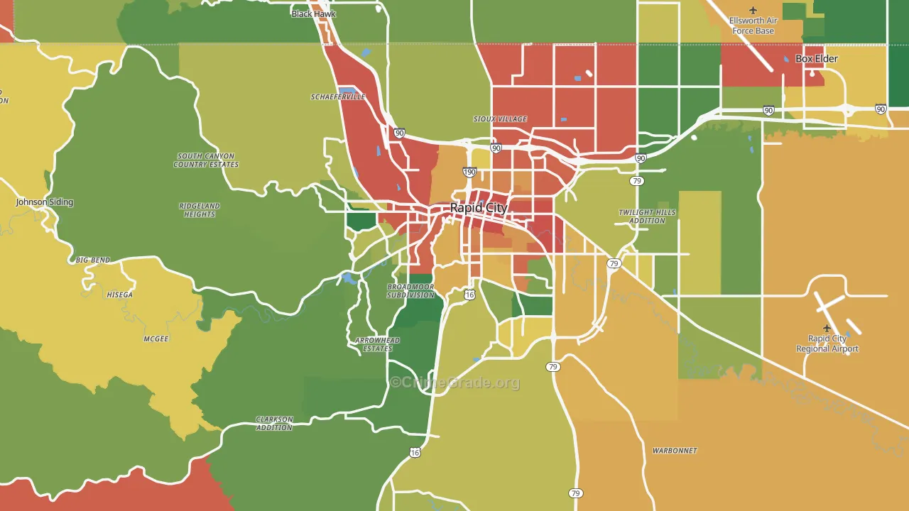 Rapid City, SD Map of Theft Rates