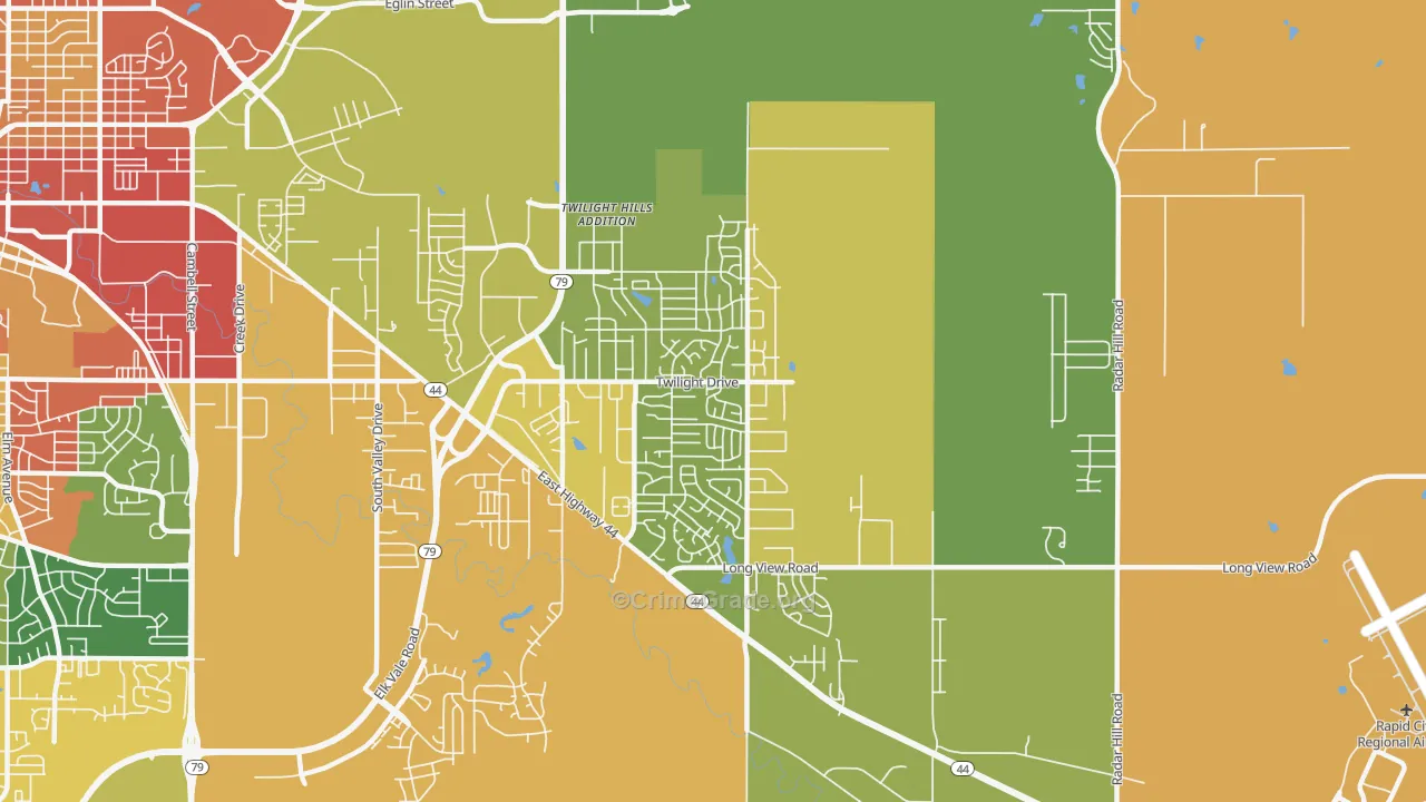 Rapid Valley, SD Map of Theft Rates