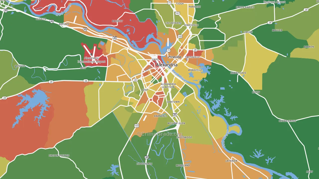 Rapides Parish, LA Map of Theft Rates