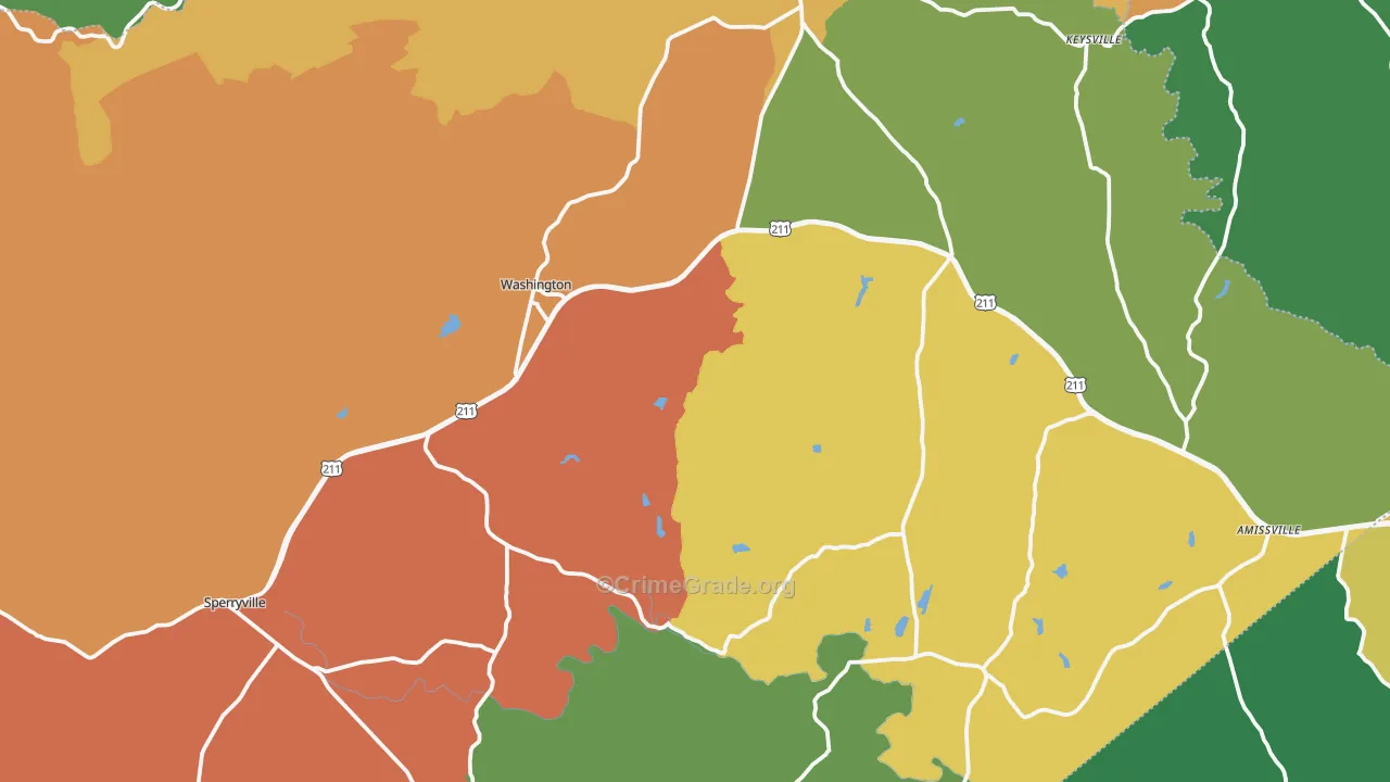 Rappahannock County, VA Map of Theft Rates