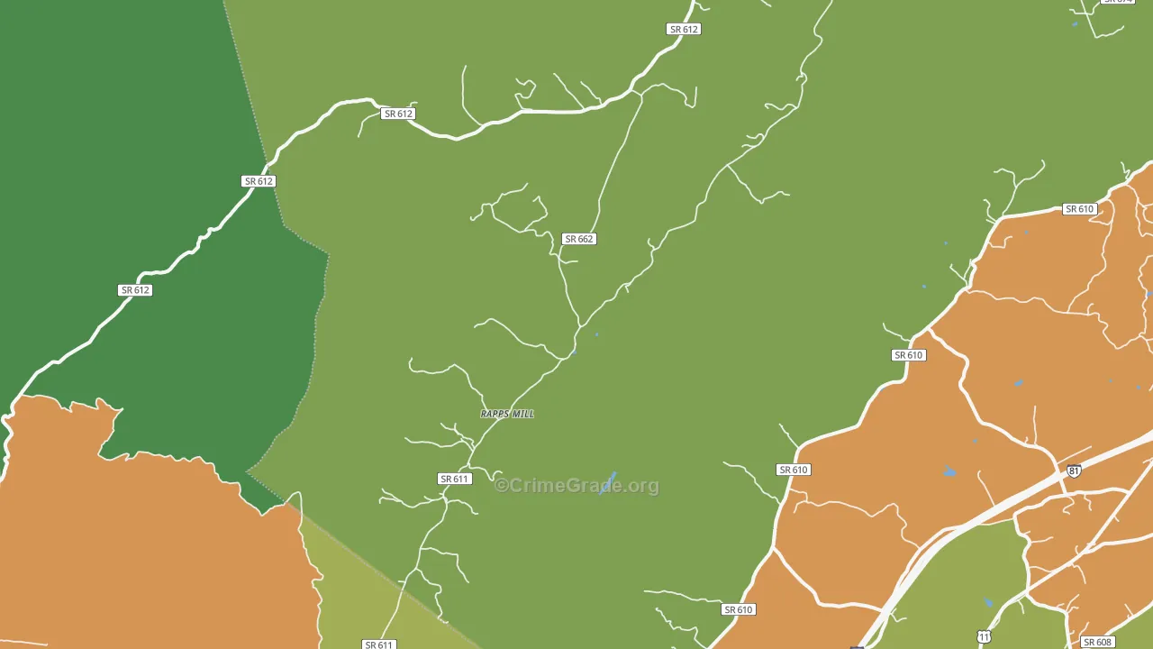 Rapps Mill, VA Map of Theft Rates