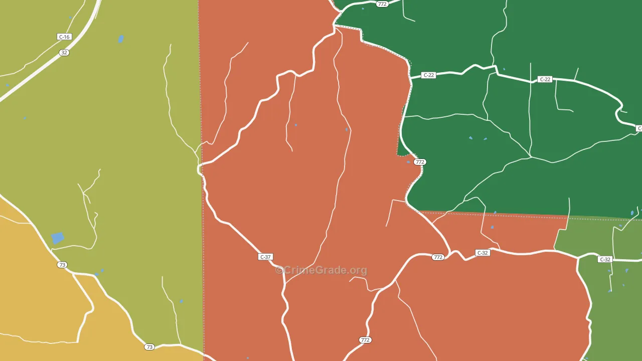 Rarden, OH Map of Theft Rates