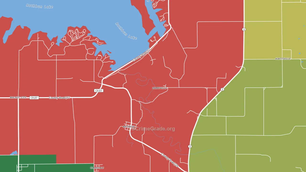 Rathbun, IA Map of Theft Rates