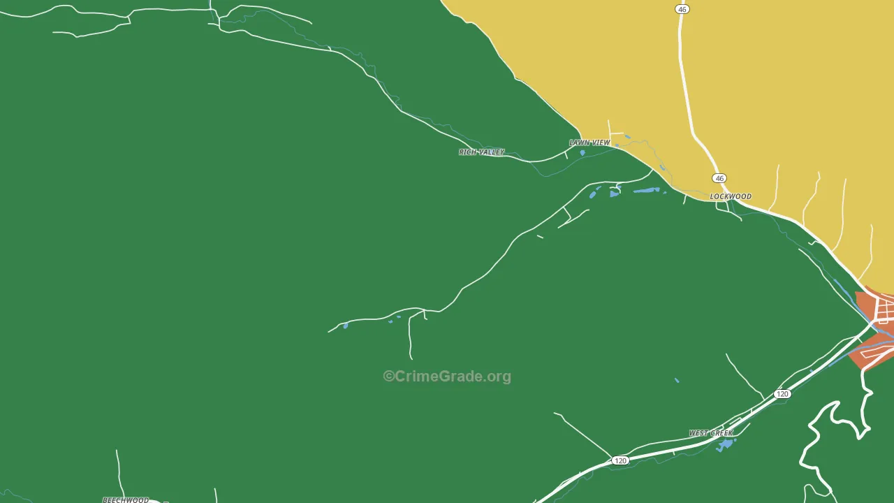 Rathbun, PA Map of Theft Rates