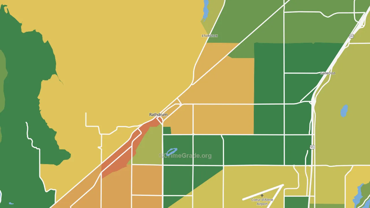 Rathdrum, ID Map of Theft Rates