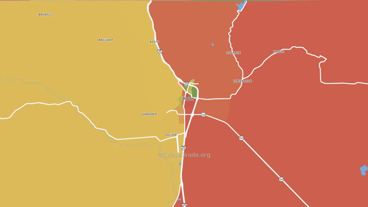 Raton, NM Map of Theft Rates