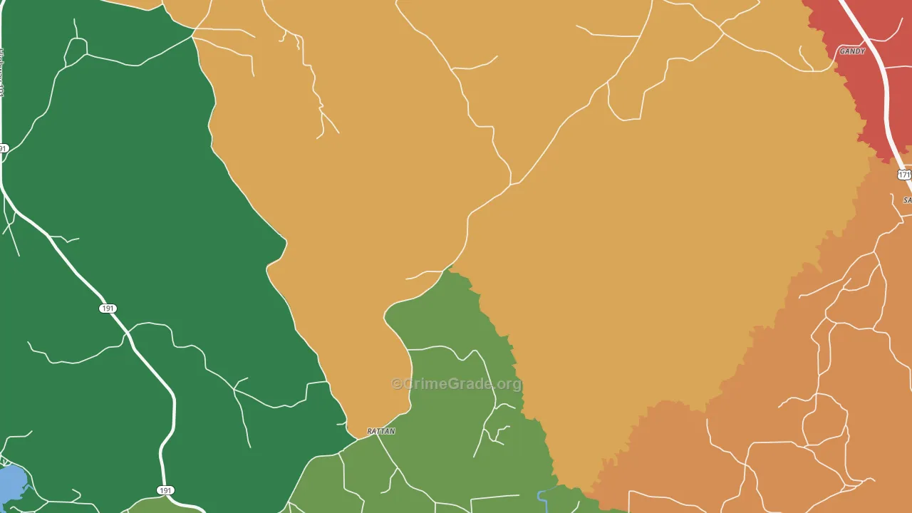 Rattan, LA Map of Theft Rates