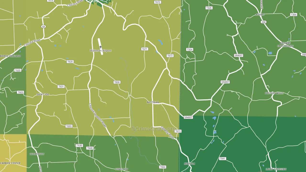 Rattigan, PA Map of Theft Rates