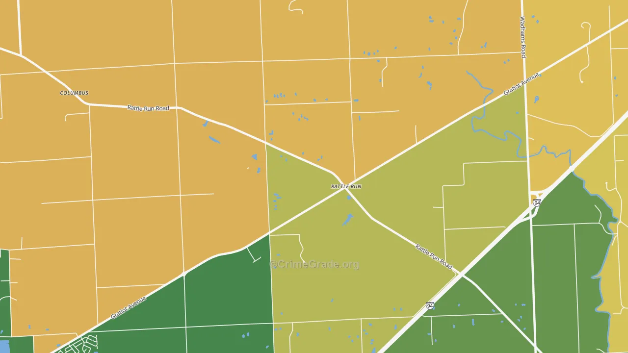 Rattle Run, MI Map of Theft Rates