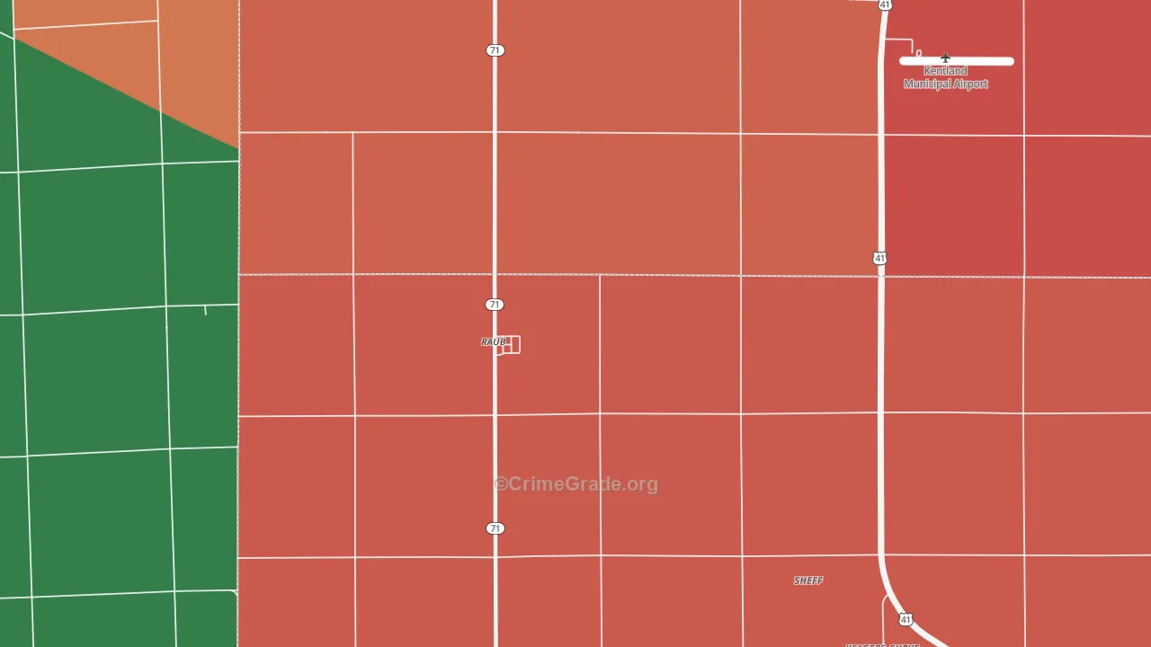 Raub, IN Map of Theft Rates