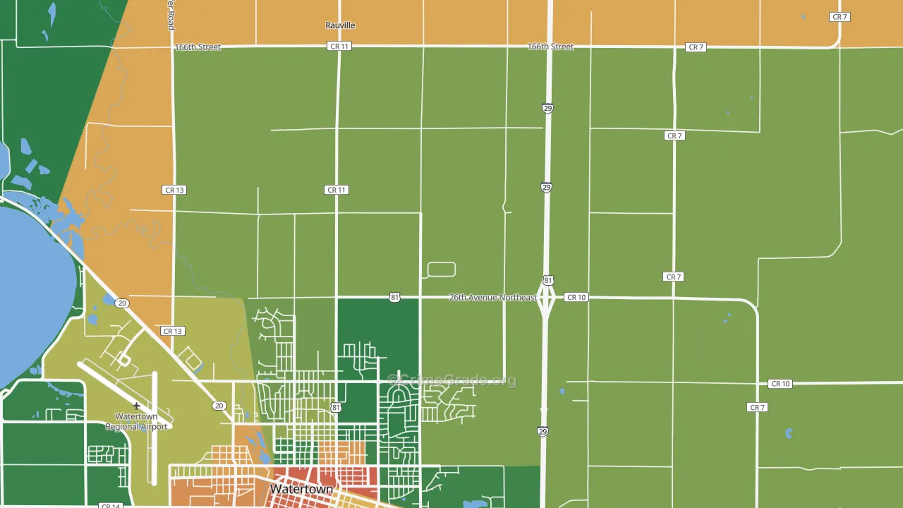 Rauville, SD Map of Theft Rates