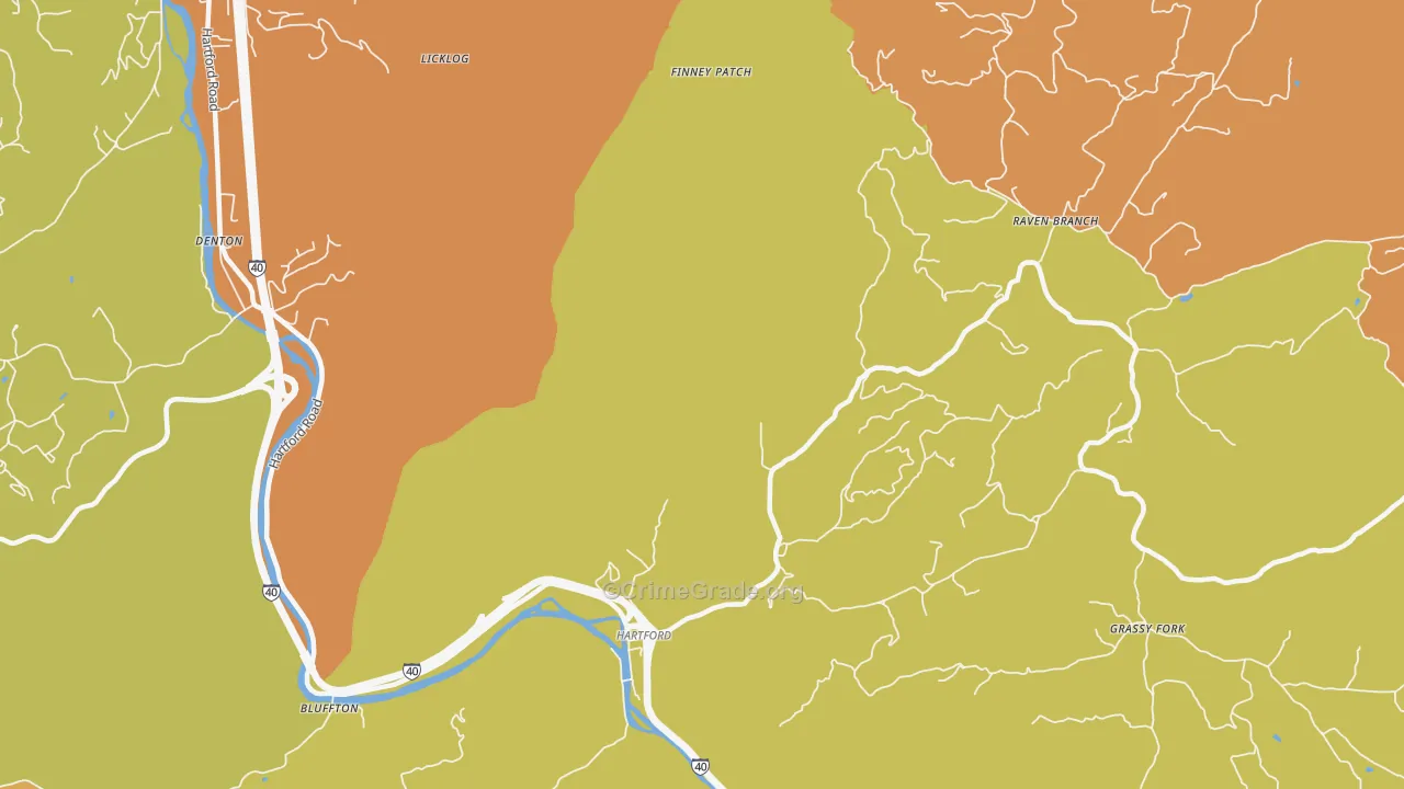Raven Branch, TN Map of Theft Rates