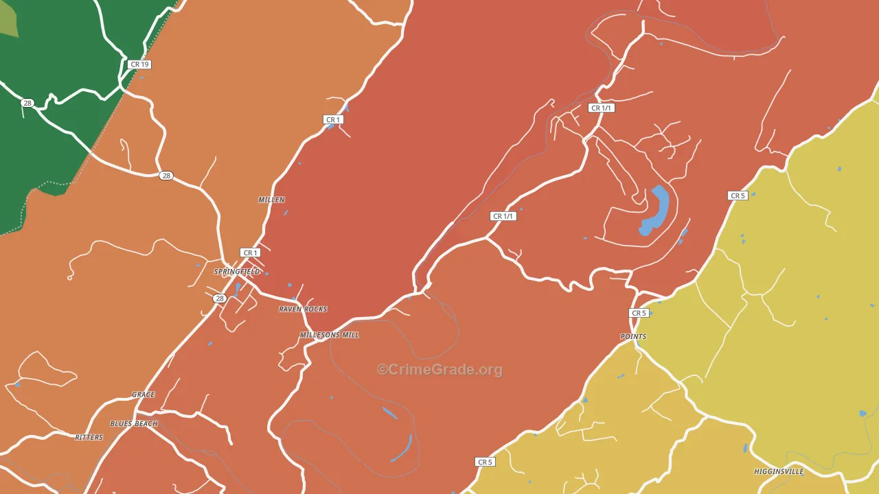 Raven Rocks, WV Map of Theft Rates