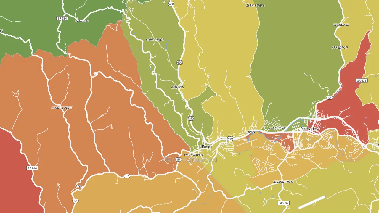 Raven, VA Map of Theft Rates