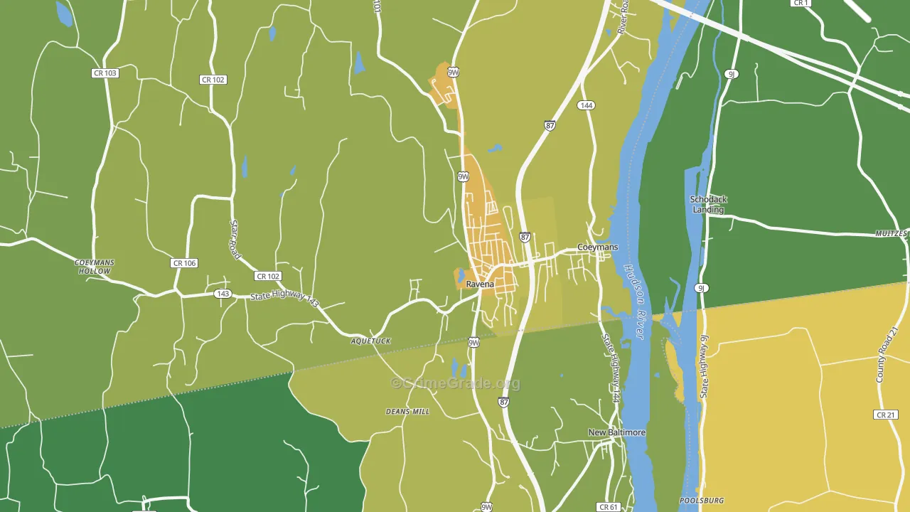 Ravena, NY Map of Theft Rates