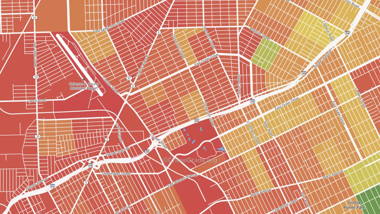 Ravendale, Detroit, MI Map of Theft Rates