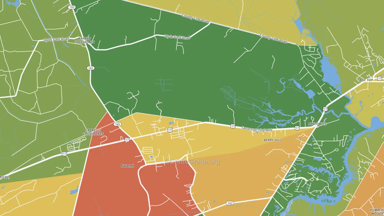 Ravenel, SC Map of Theft Rates