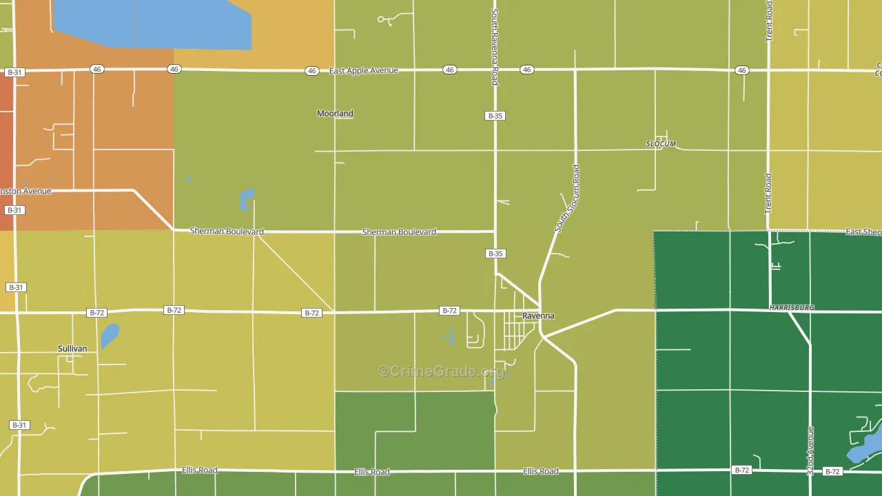 Ravenna, MI Map of Theft Rates