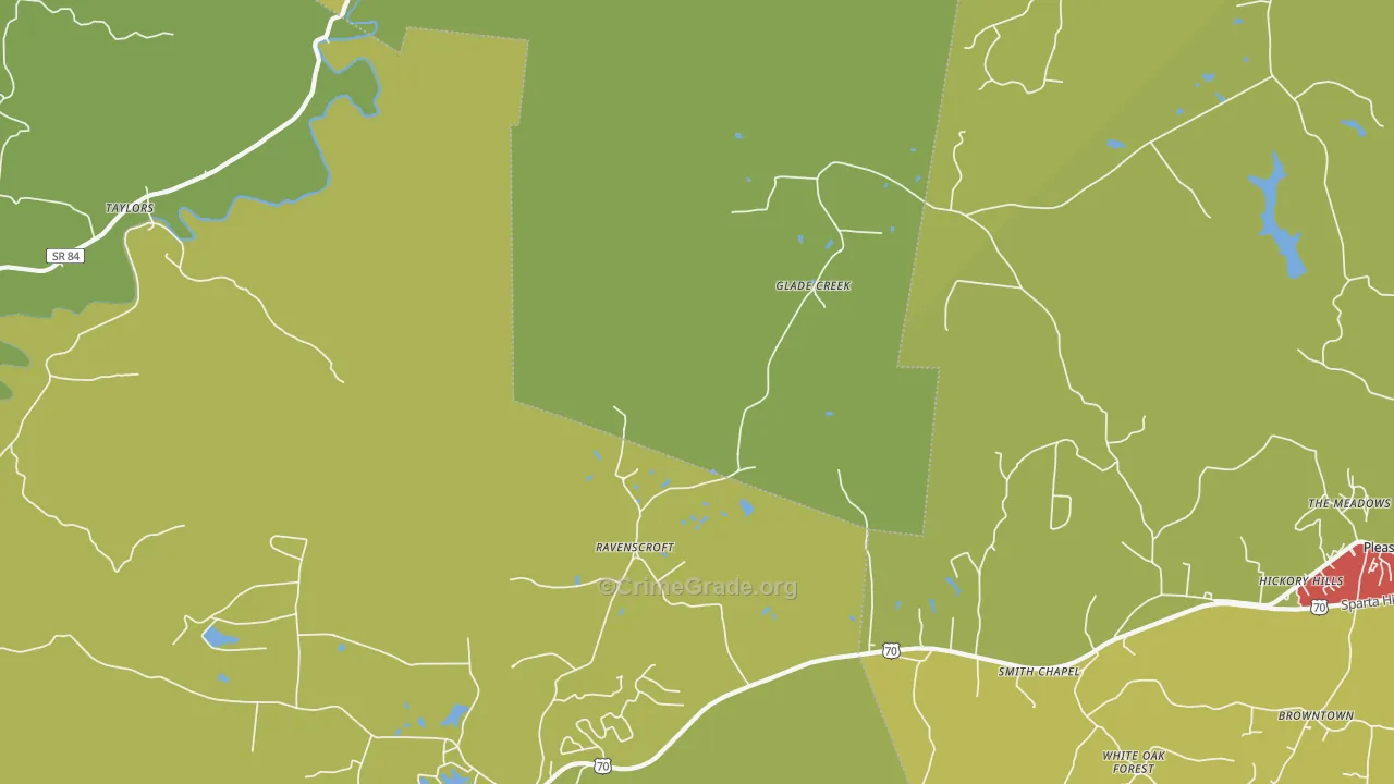 Ravenscroft, TN Map of Theft Rates