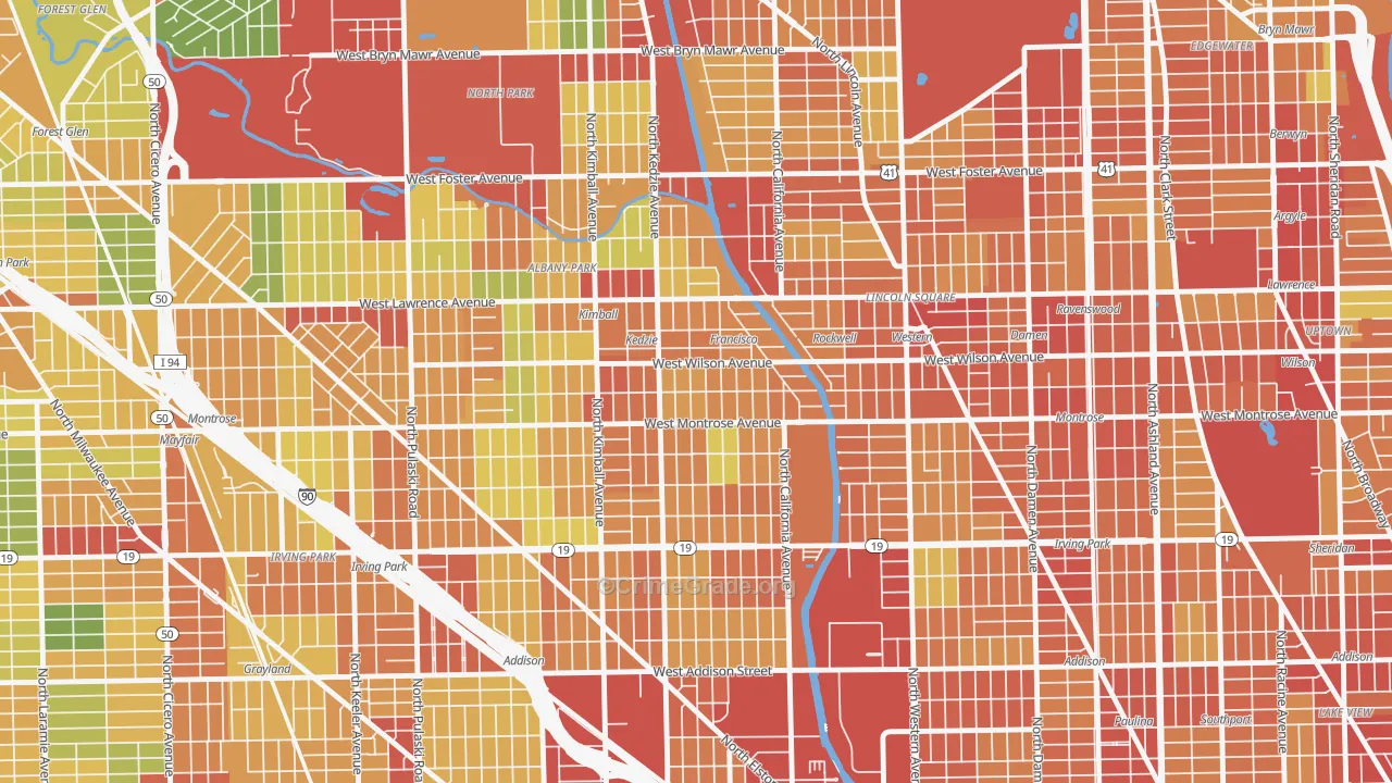 Ravenswood Manor, Chicago, IL Map of Theft Rates