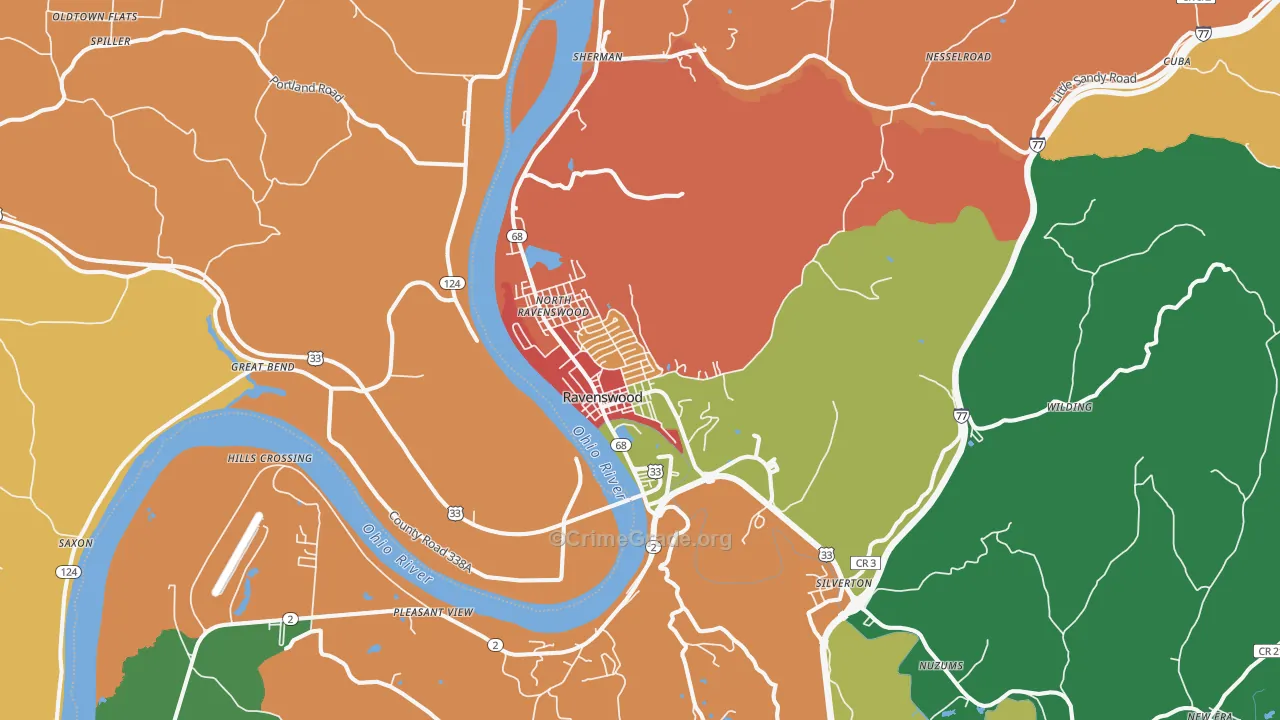 Ravenswood, WV Map of Theft Rates