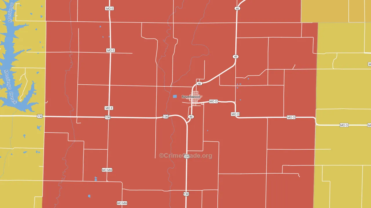 Ravenwood, MO Map of Theft Rates