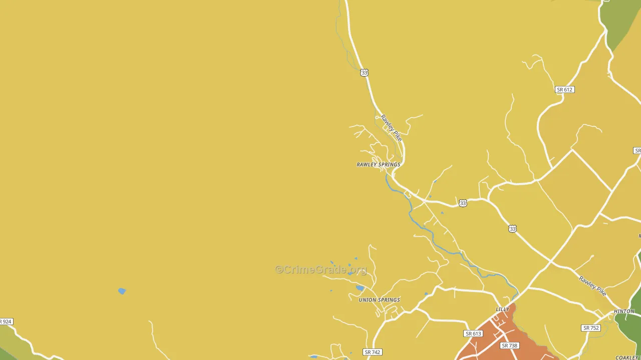 Rawley Springs, VA Map of Theft Rates