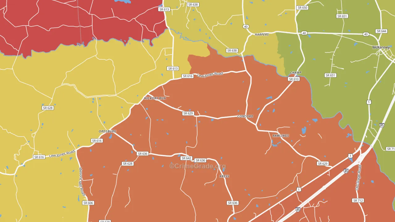 Rawlings, VA Map of Theft Rates