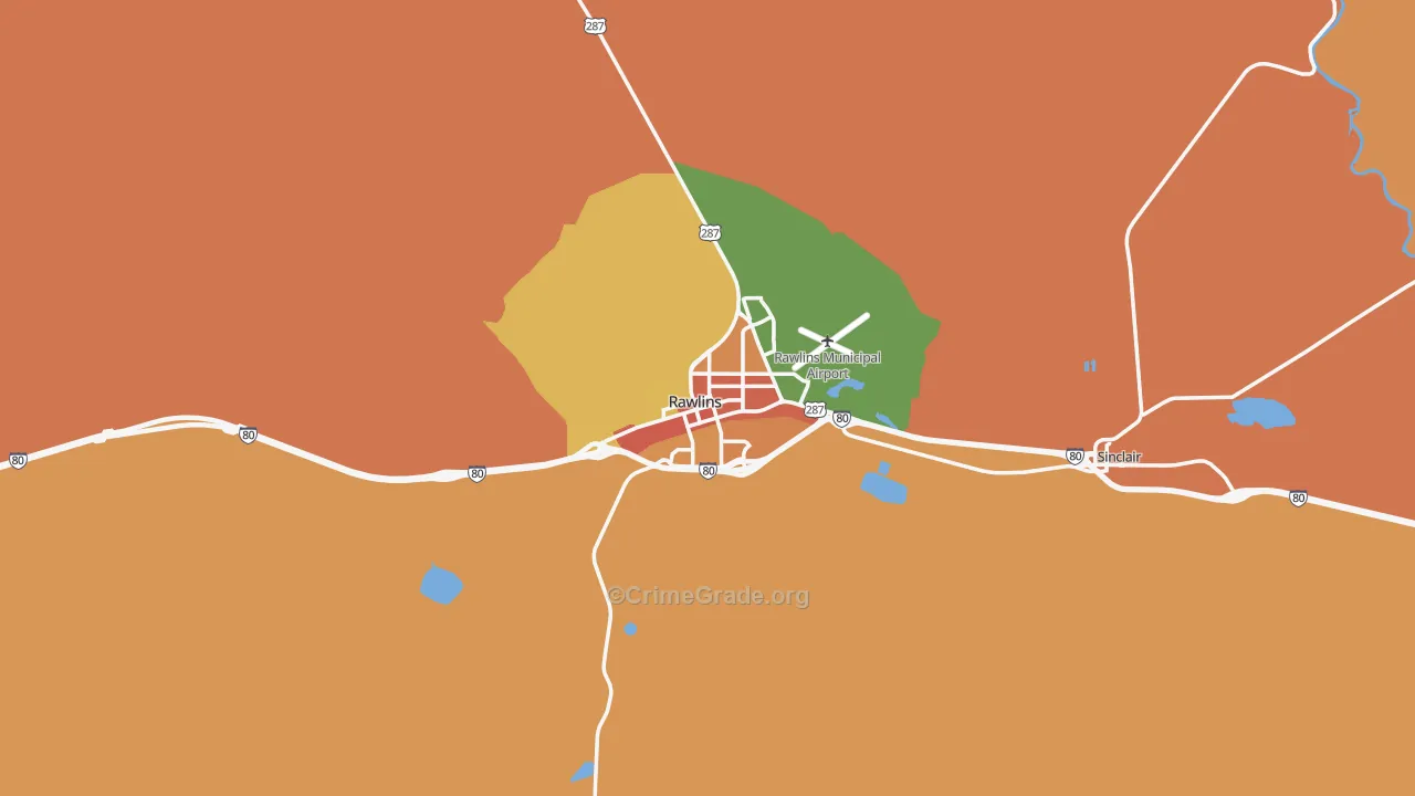 Rawlins, WY Map of Theft Rates