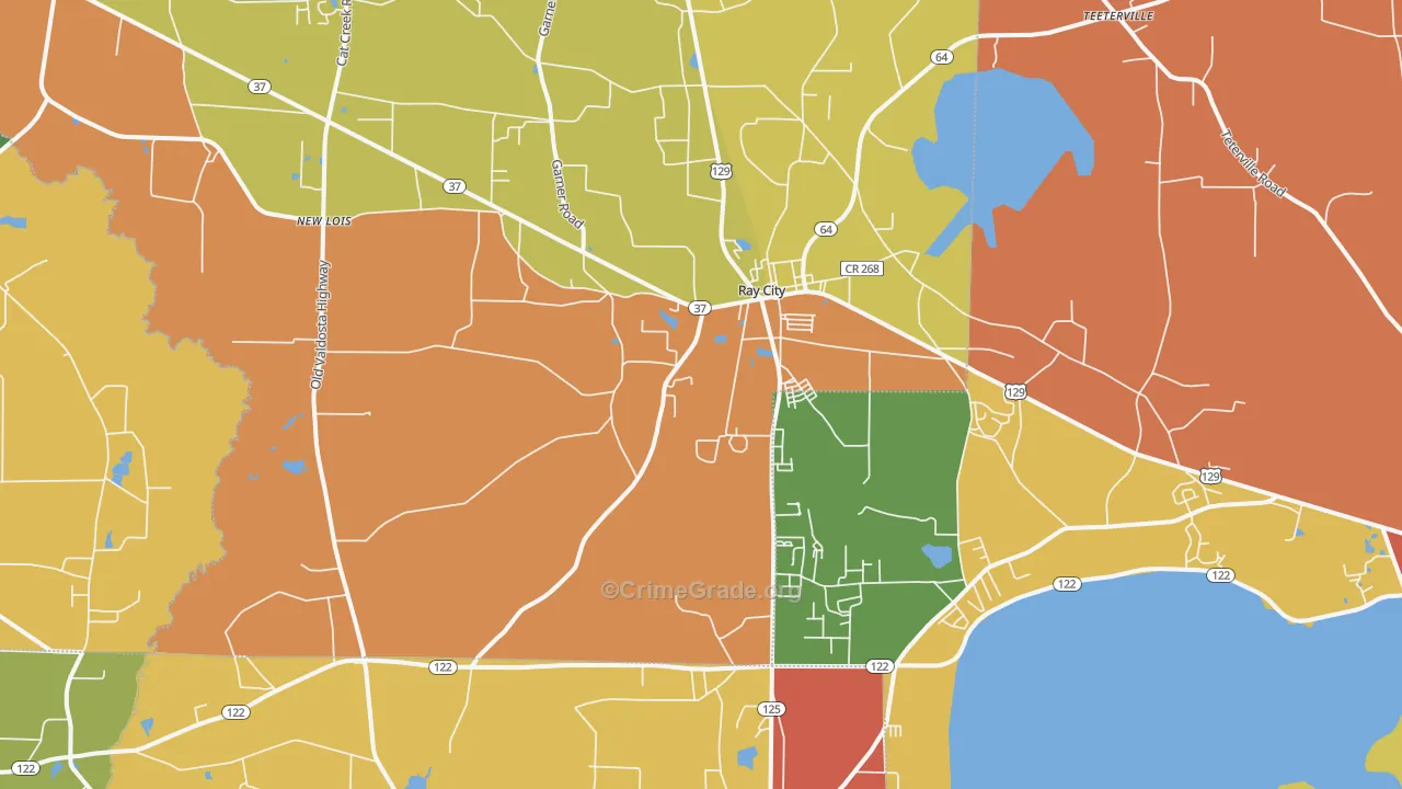 Ray City, GA Map of Theft Rates