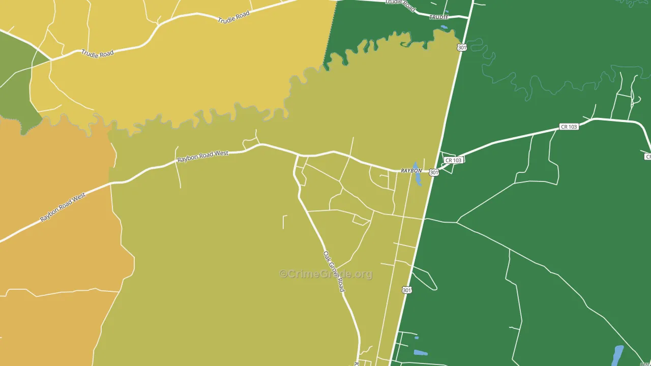 Raybon, GA Map of Theft Rates