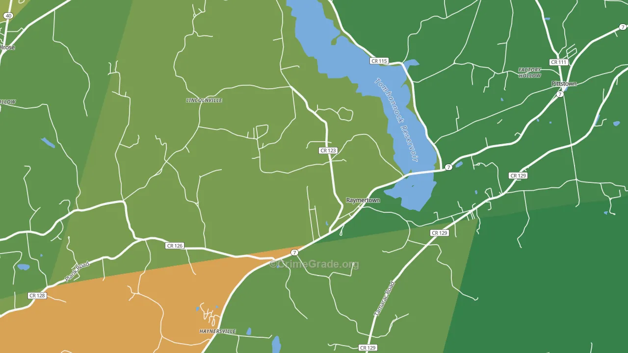 Raymertown, NY Map of Theft Rates