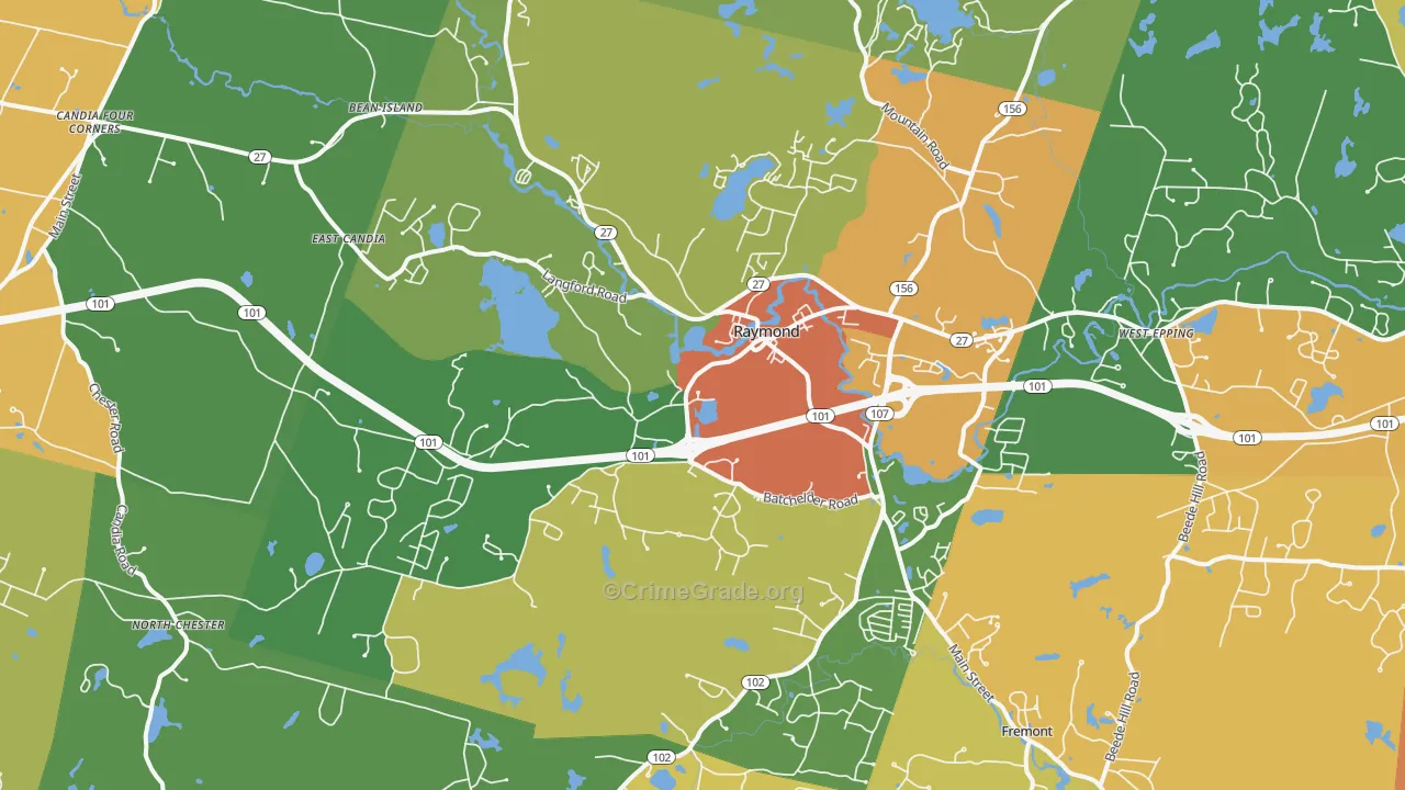 Raymond, NH Map of Theft Rates