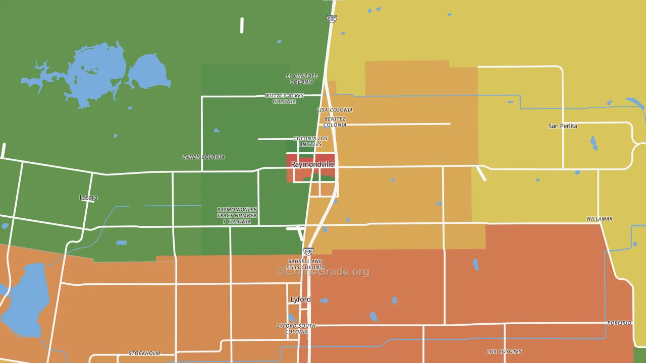 Raymondville, TX Map of Theft Rates