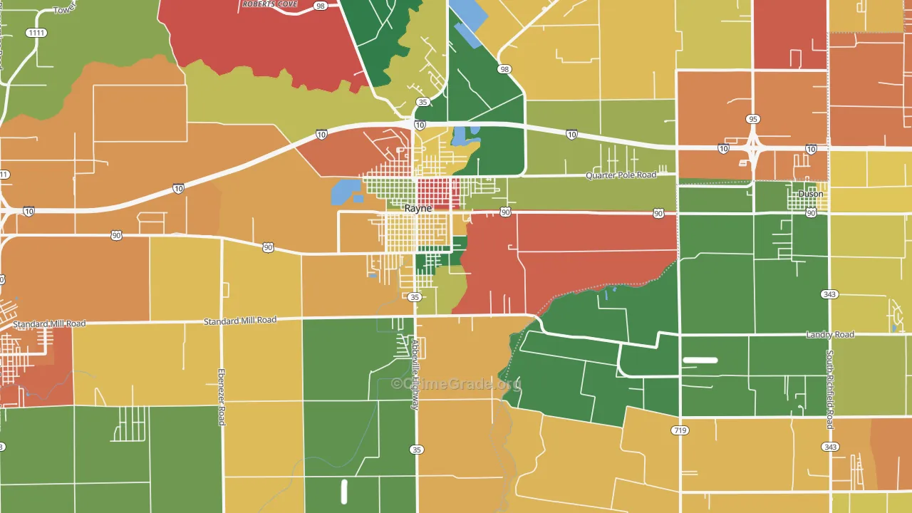 Rayne, LA Map of Theft Rates