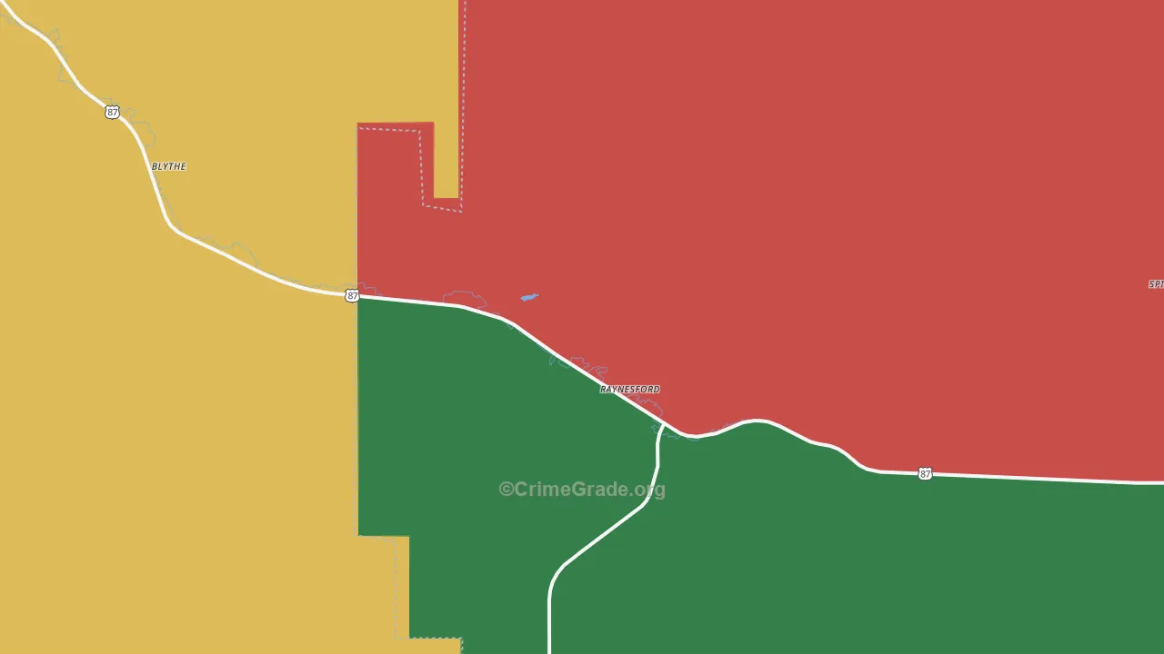 Raynesford, MT Map of Theft Rates