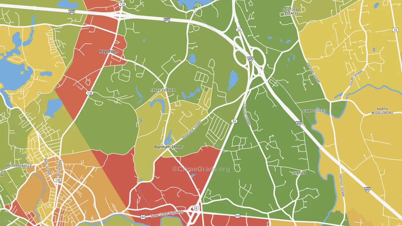 Raynham, MA Map of Theft Rates