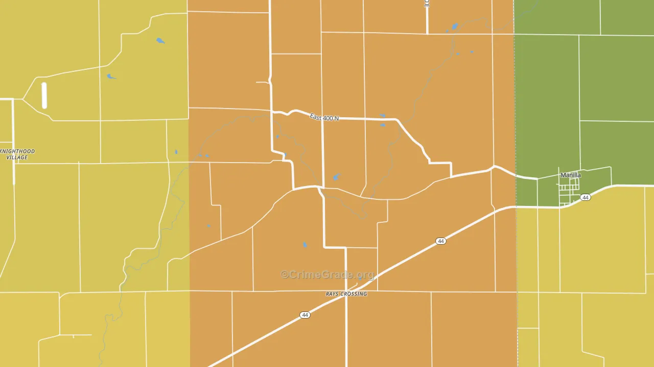 Rays Crossing, IN Map of Theft Rates