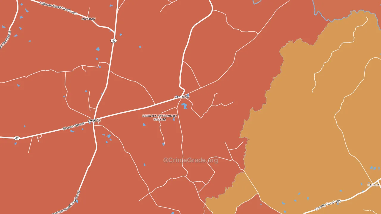Raytown, GA Map of Theft Rates