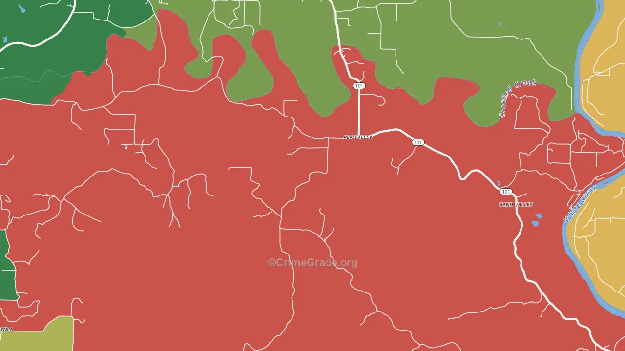 Rea Valley, AR Map of Theft Rates