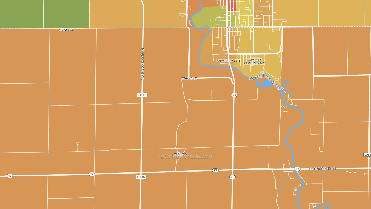 Reading, IL Map of Theft Rates