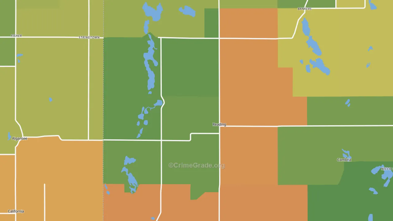 Reading, MI Map of Theft Rates
