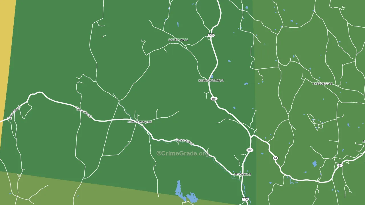 Reading, VT Map of Theft Rates