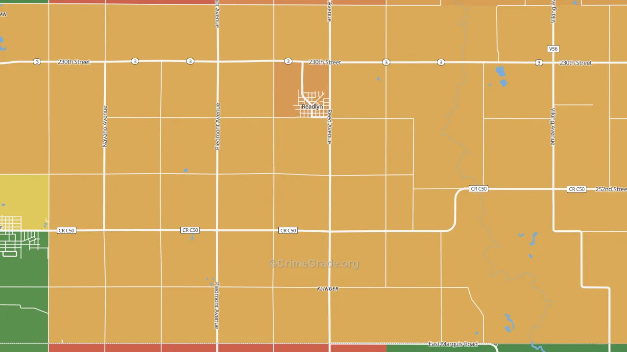 Readlyn, IA Map of Theft Rates