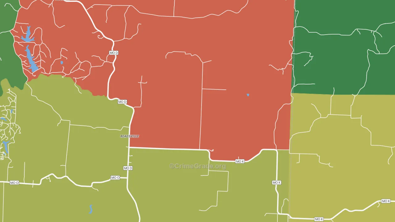 Readsville, MO Map of Theft Rates
