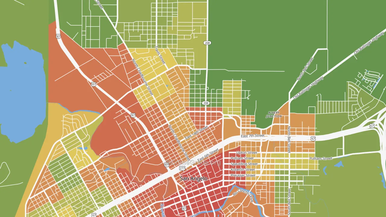 Reagan, San Angelo, TX Map of Theft Rates
